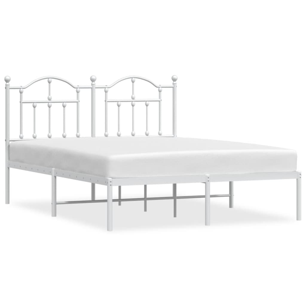 Bed frame with headboard metal white 135x190 cm