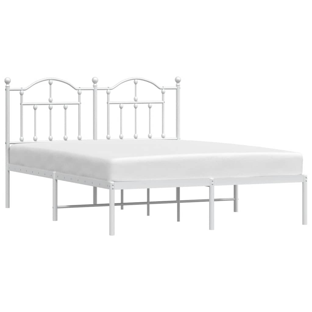 Bed frame with headboard metal white 135x190 cm