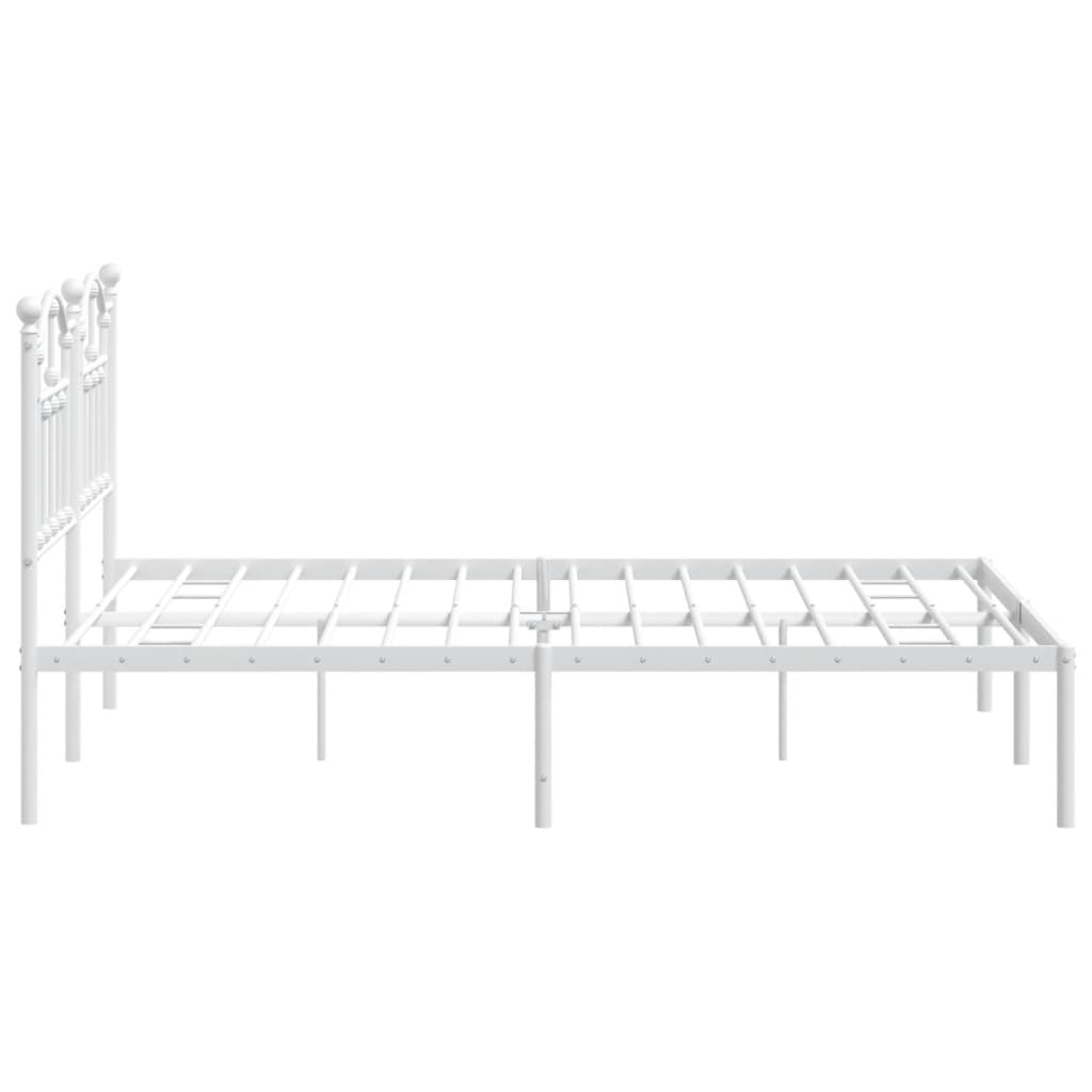 Bed frame with headboard metal white 135x190 cm