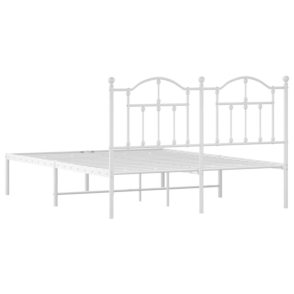 Bed frame with headboard metal white 135x190 cm
