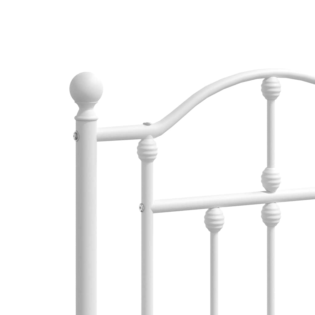Bed frame with headboard metal white 135x190 cm