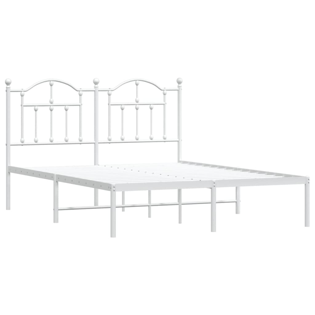Bed frame with headboard metal white 140x190 cm