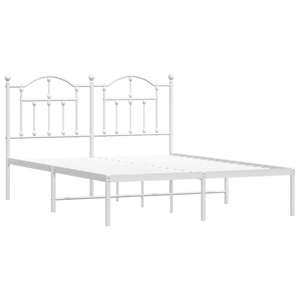 Bed frame with headboard metal white 140x200 cm