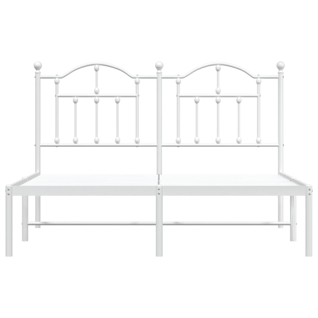 Bed frame with headboard metal white 140x200 cm