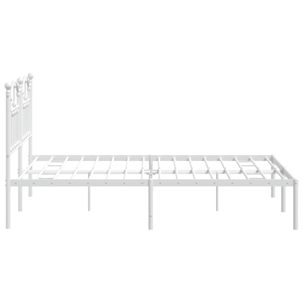 Bed frame with headboard metal white 140x200 cm