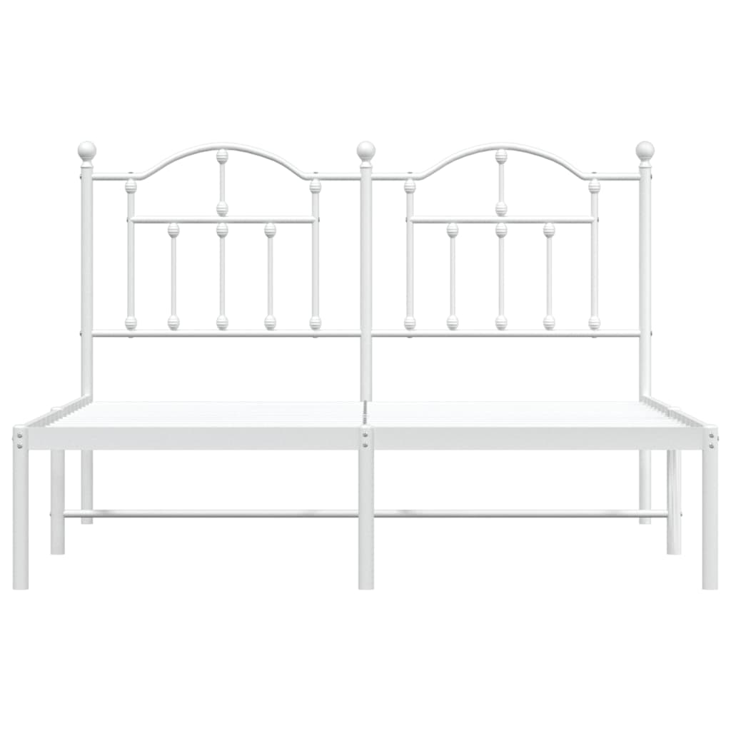 Bed frame with headboard metal white 150x200 cm