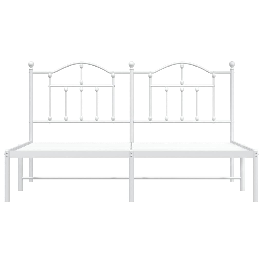 Bed frame with headboard metal white 160x200 cm