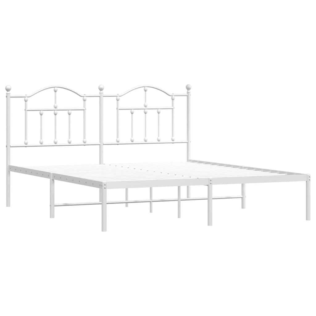 Bed frame with headboard metal white 183x213 cm