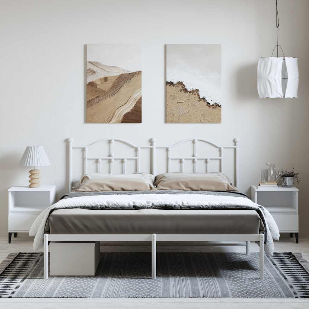 Bed frame with headboard metal white 183x213 cm