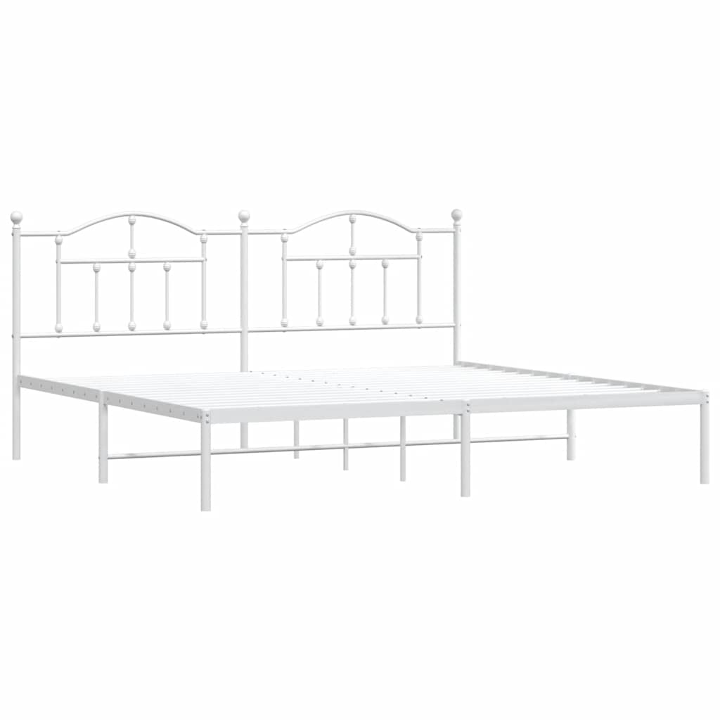 Bed frame with headboard metal white 193x203 cm