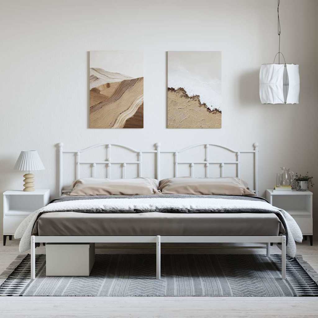 Bettgestell mit Kopfteil Metall Weiß 193x203 cm