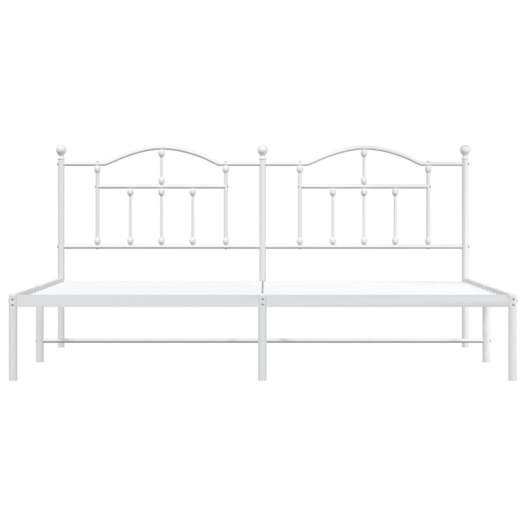 Bed frame with headboard metal white 193x203 cm