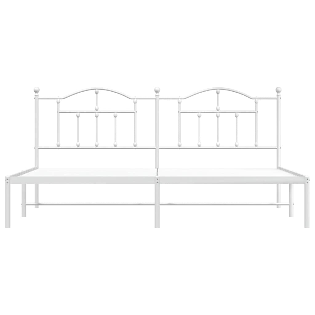 Bed frame with headboard metal white 193x203 cm