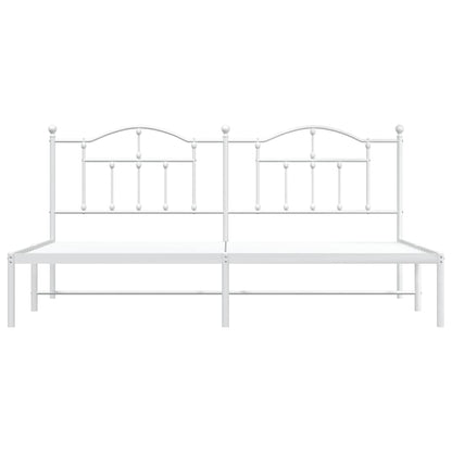 Bettgestell mit Kopfteil Metall Weiß 193x203 cm