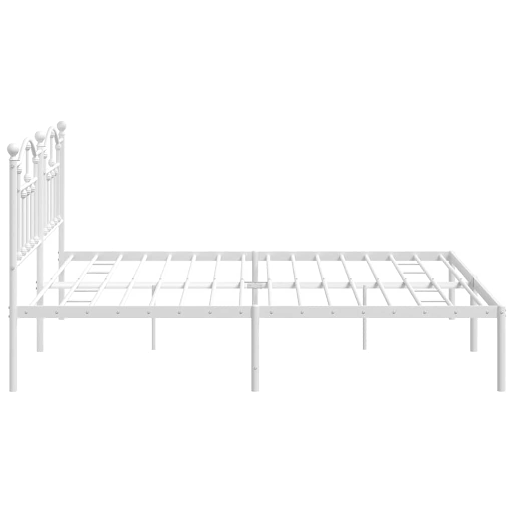 Bed frame with headboard metal white 193x203 cm