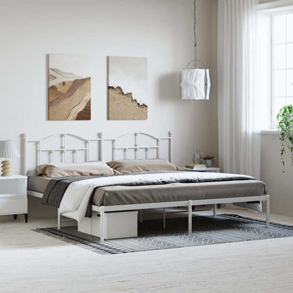 Bettgestell mit Kopfteil Metall Weiß 193x203 cm
