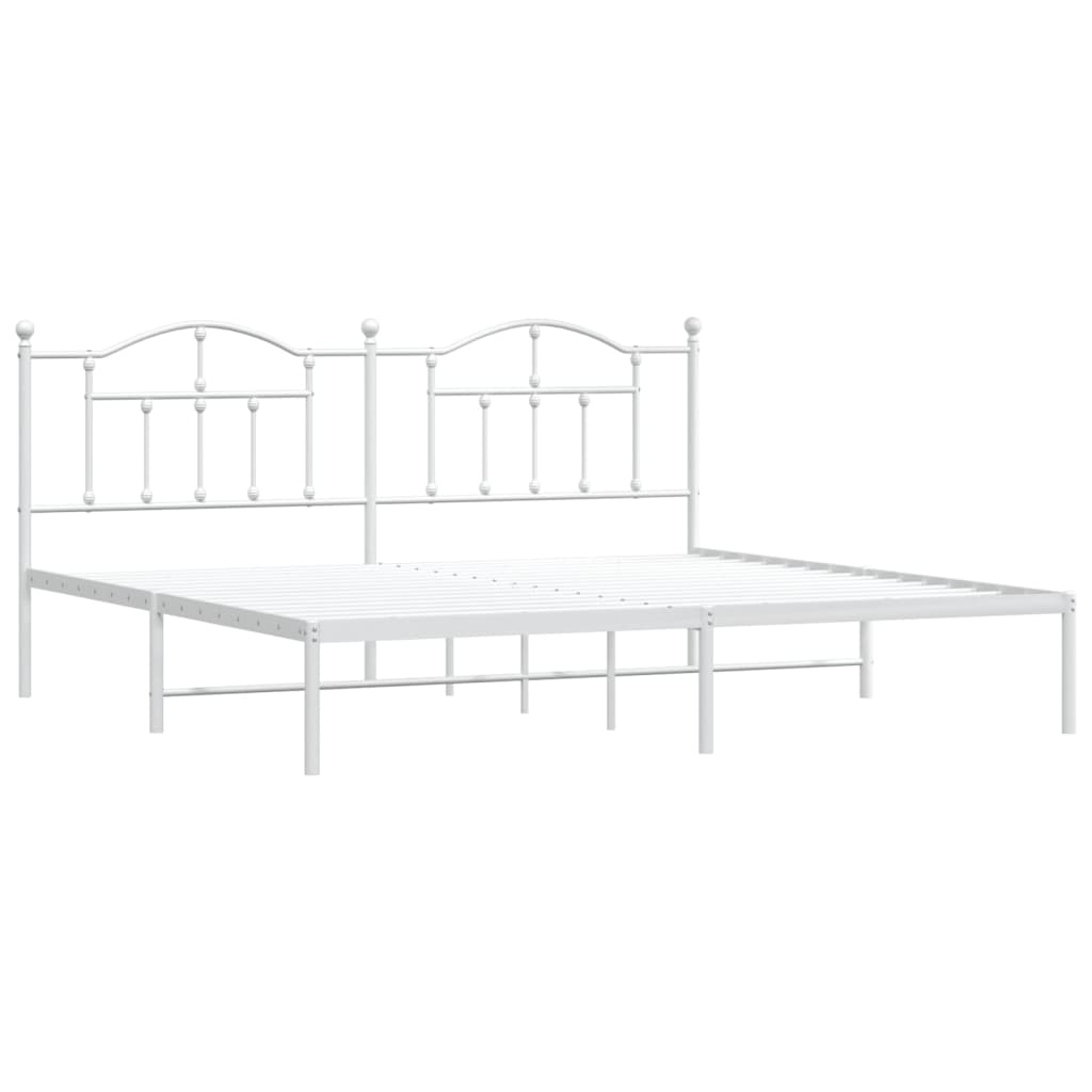 Bed frame with headboard metal white 200x200 cm