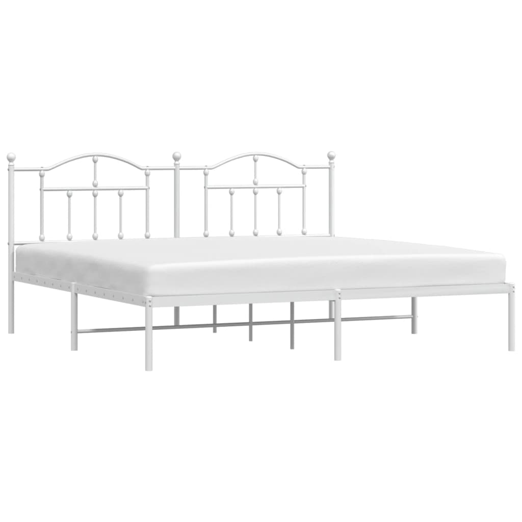 Bed frame with headboard metal white 200x200 cm