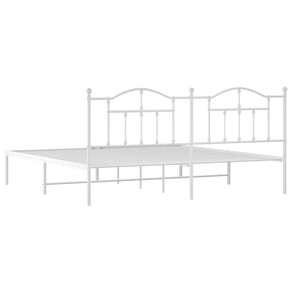 Bed frame with headboard metal white 200x200 cm