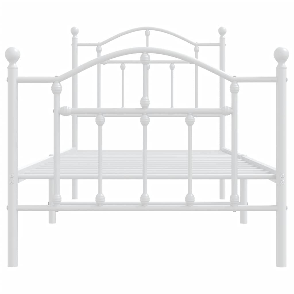 Bed frame with head and footboard metal white 90x190 cm