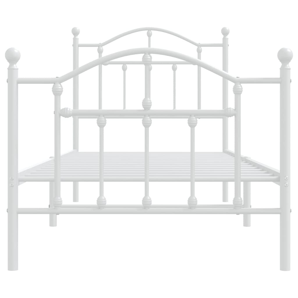 Bed frame with head and footboard metal white 90x200 cm