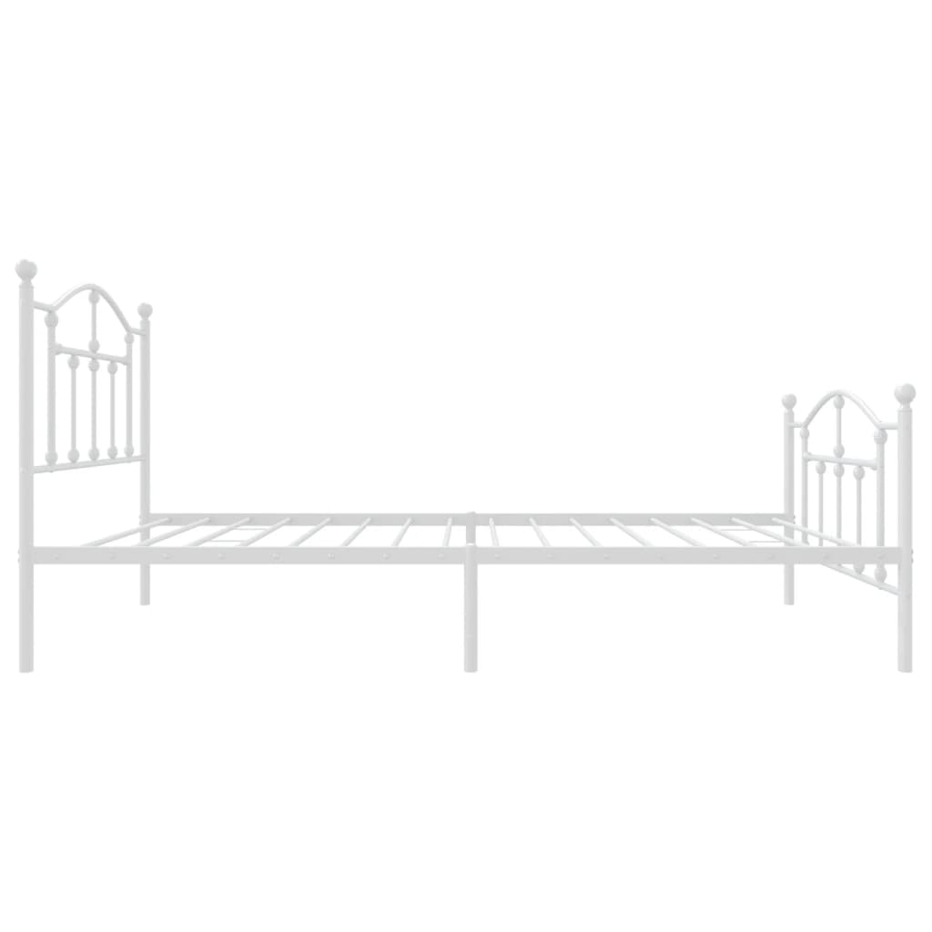 Bed frame with head and footboard metal white 90x200 cm