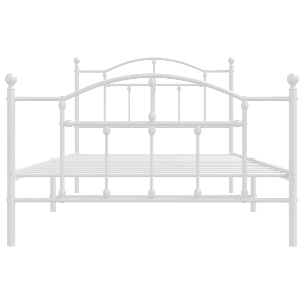 Bed frame with head and footboard metal white 100x200 cm