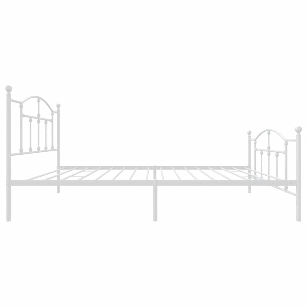 Bed frame with head and footboard metal white 100x200 cm