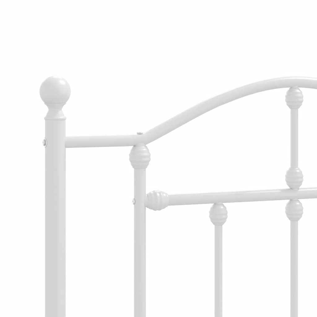 Bed frame with head and footboard metal white 100x200 cm