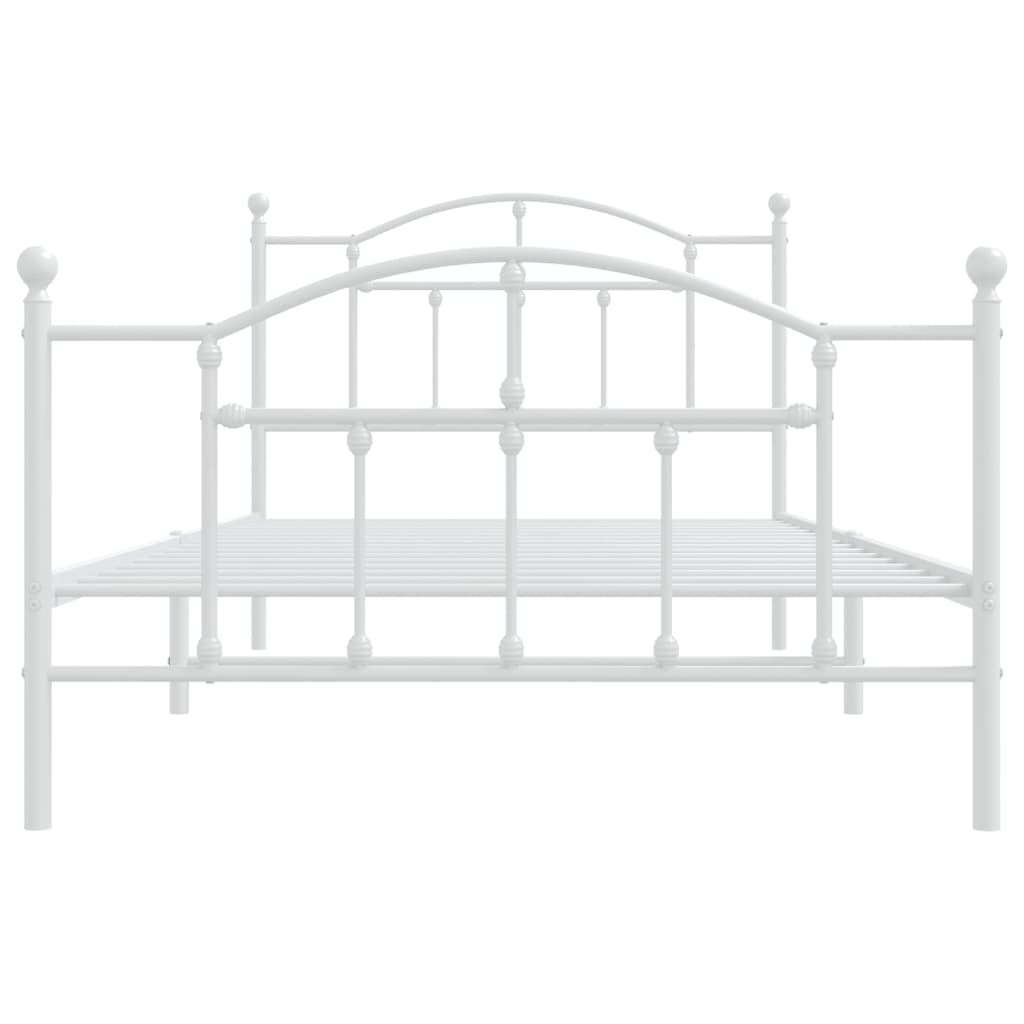 Bed frame with head and footboard metal white 107x203 cm