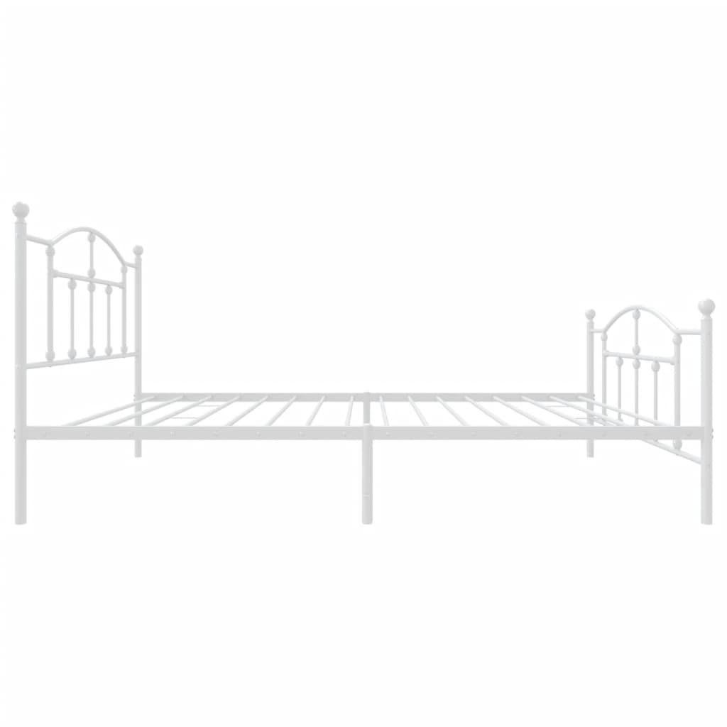 Bed frame with head and footboard metal white 107x203 cm