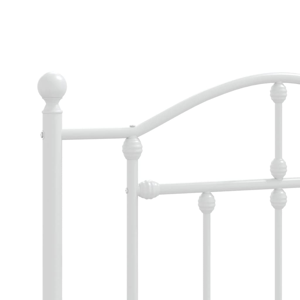 Bed frame with head and footboard metal white 107x203 cm