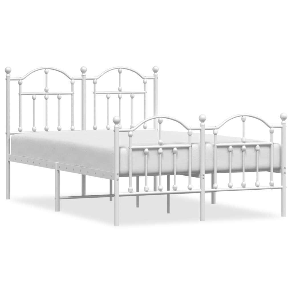 Bed frame with head and footboard metal white 120x190 cm
