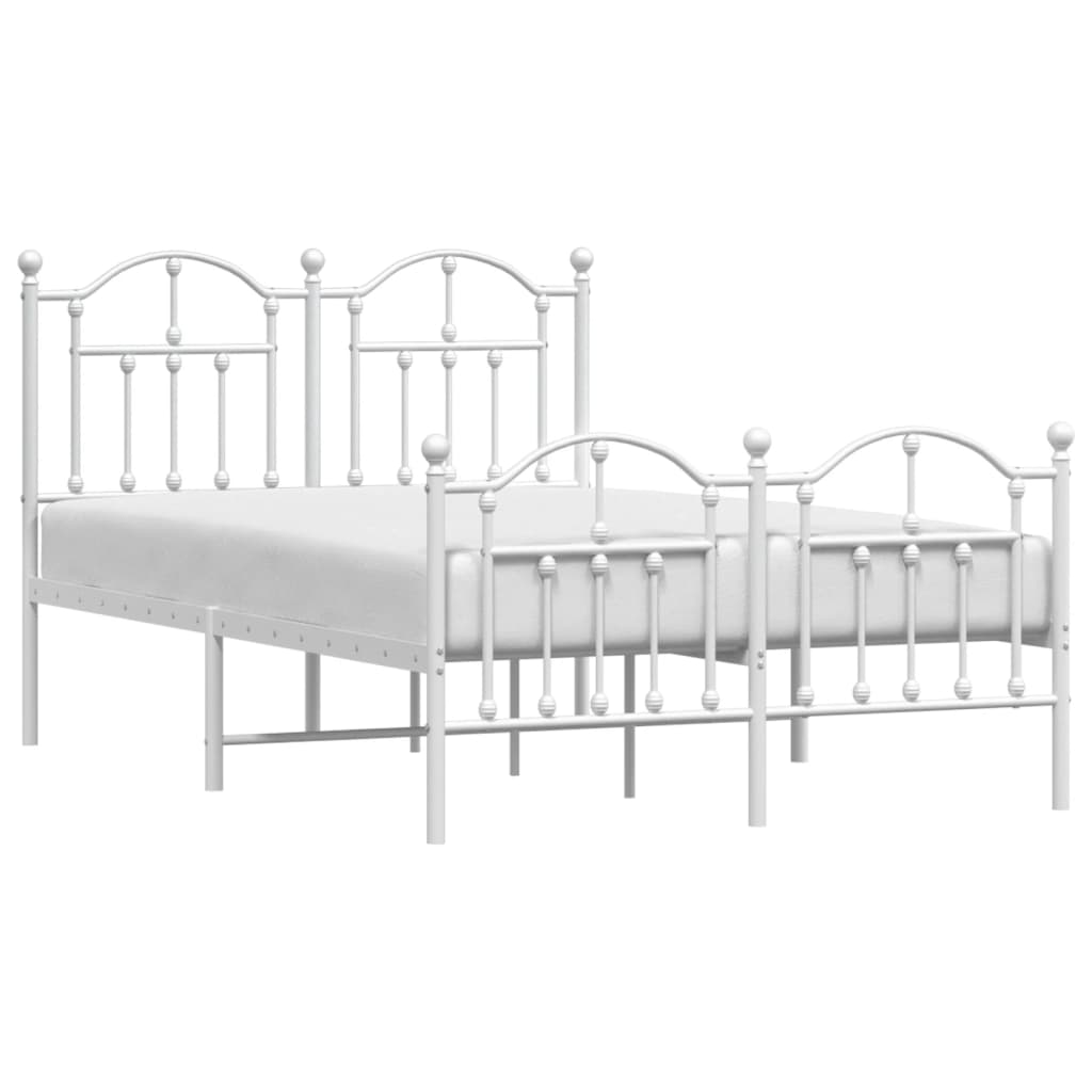 Bed frame with head and footboard metal white 120x190 cm