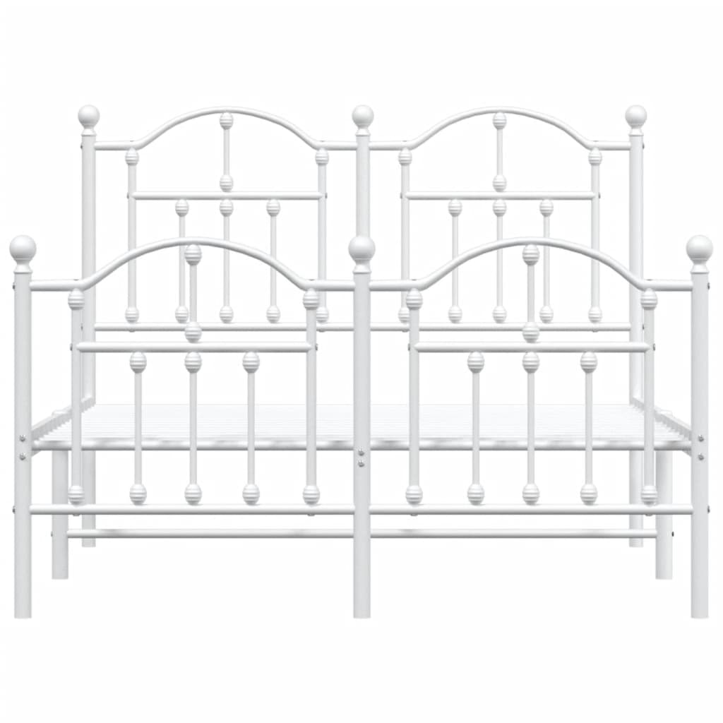 Bed frame with head and footboard metal white 120x190 cm