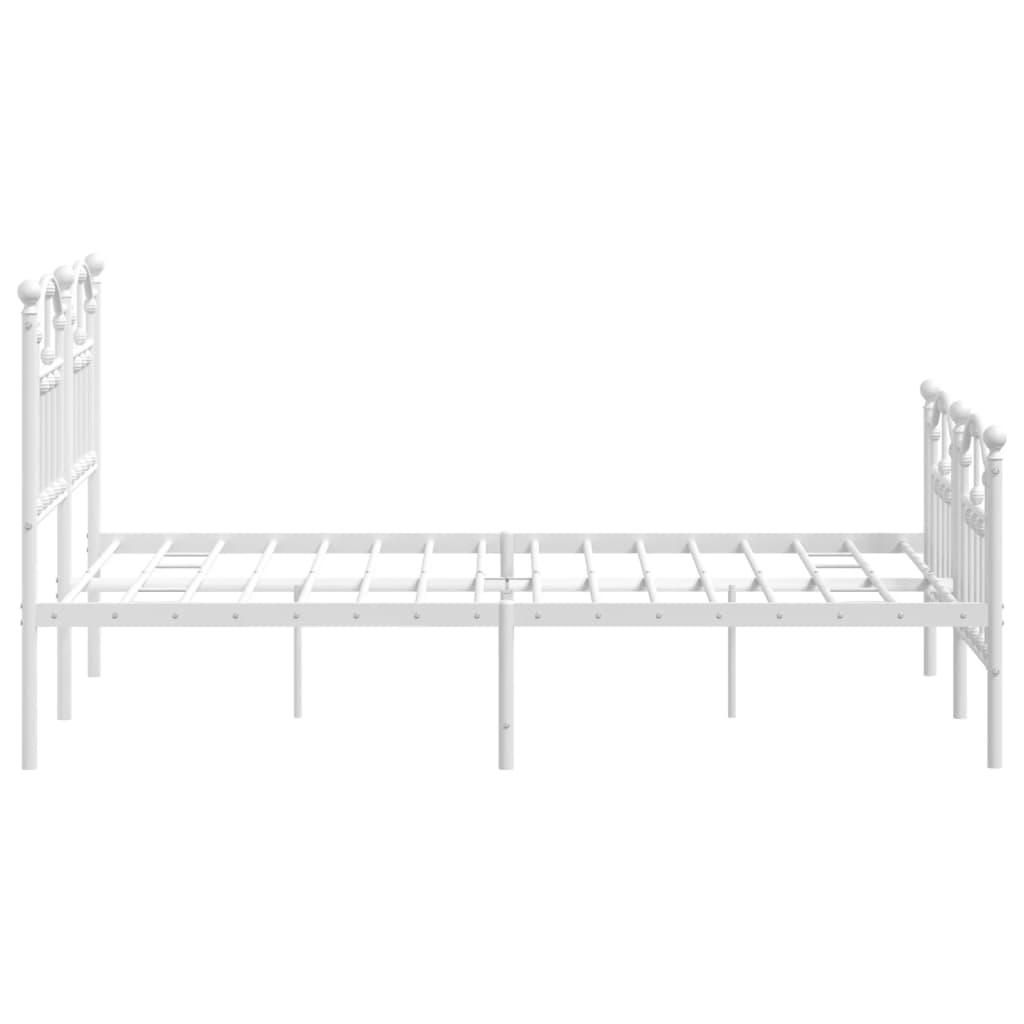 Bed frame with head and footboard metal white 120x190 cm