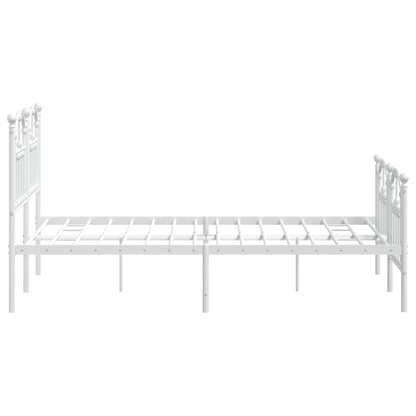 Bettgestell mit Kopf- und Fußteil Metall Weiß 120x190 cm