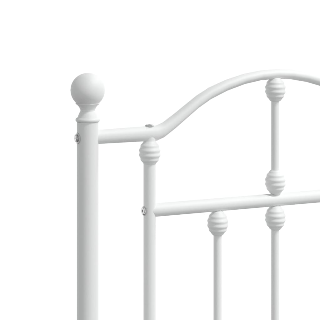 Bed frame with head and footboard metal white 120x190 cm