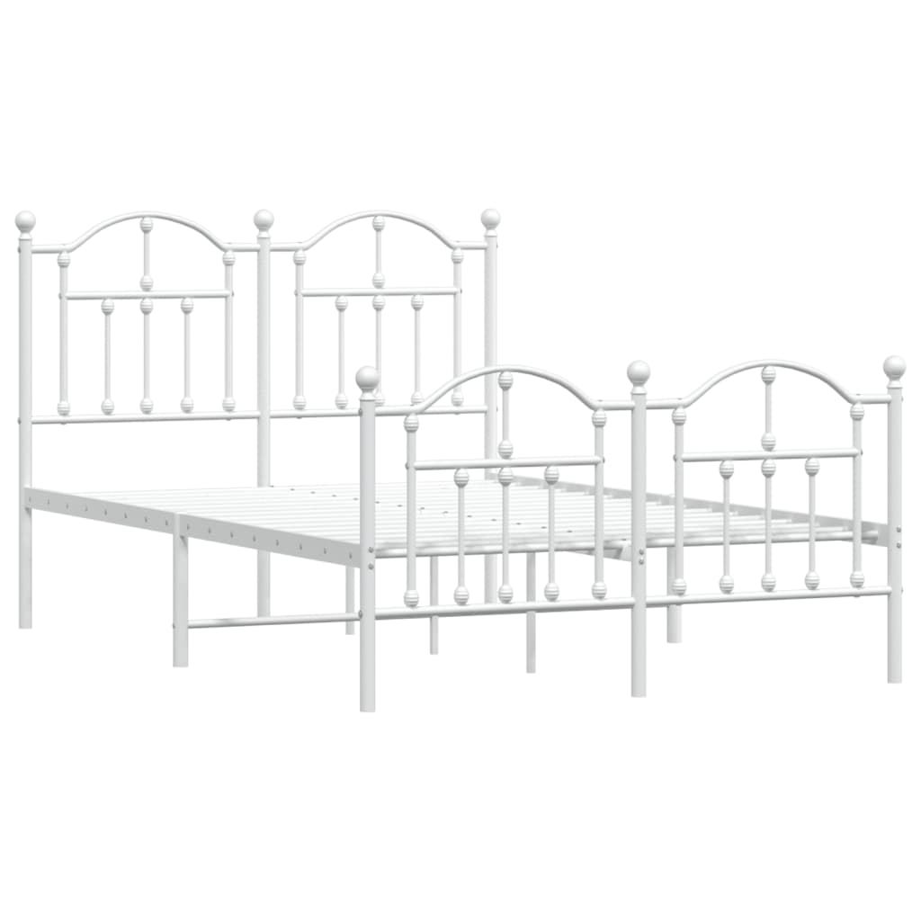 Bed frame with head and footboard metal white 120x200 cm