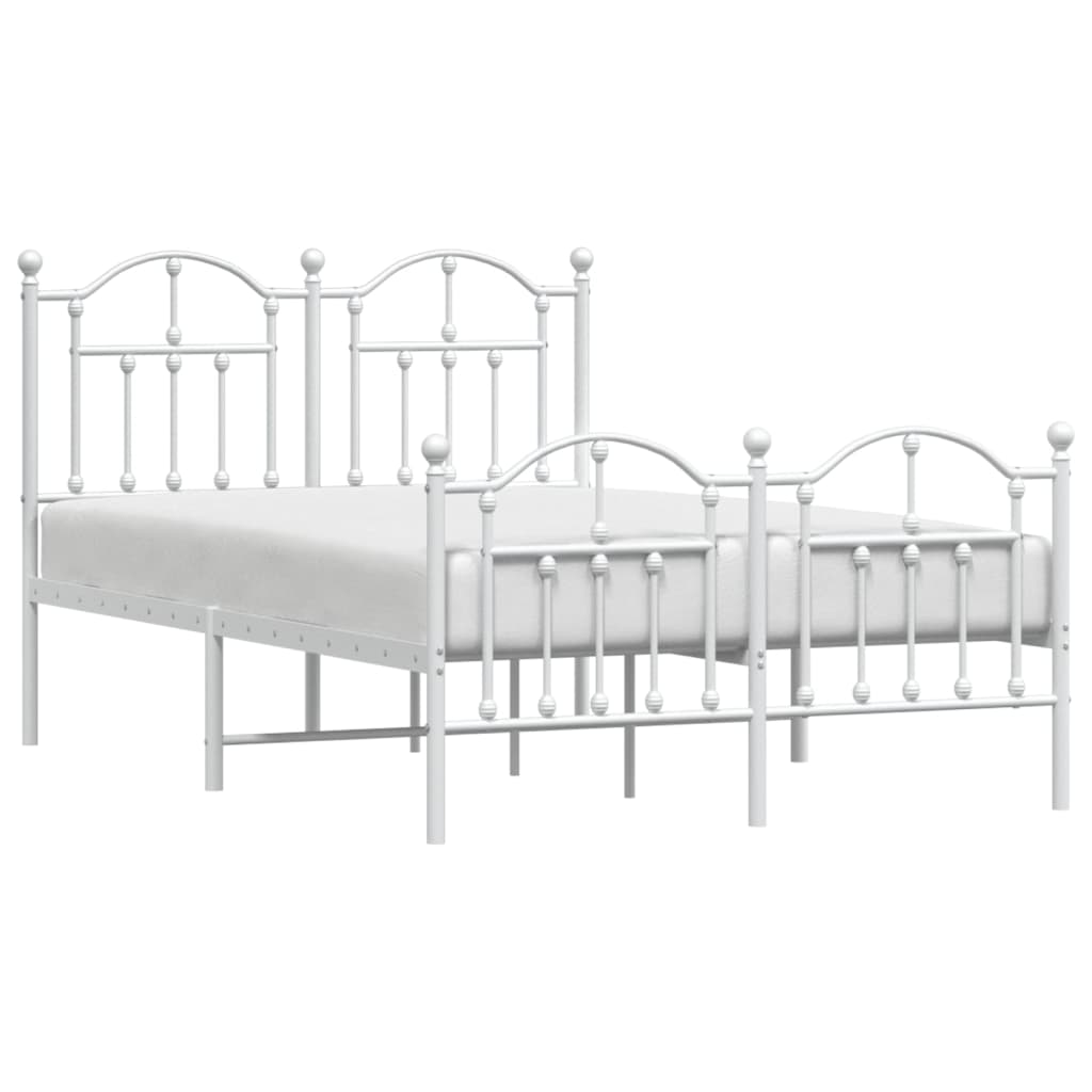 Bed frame with head and footboard metal white 120x200 cm