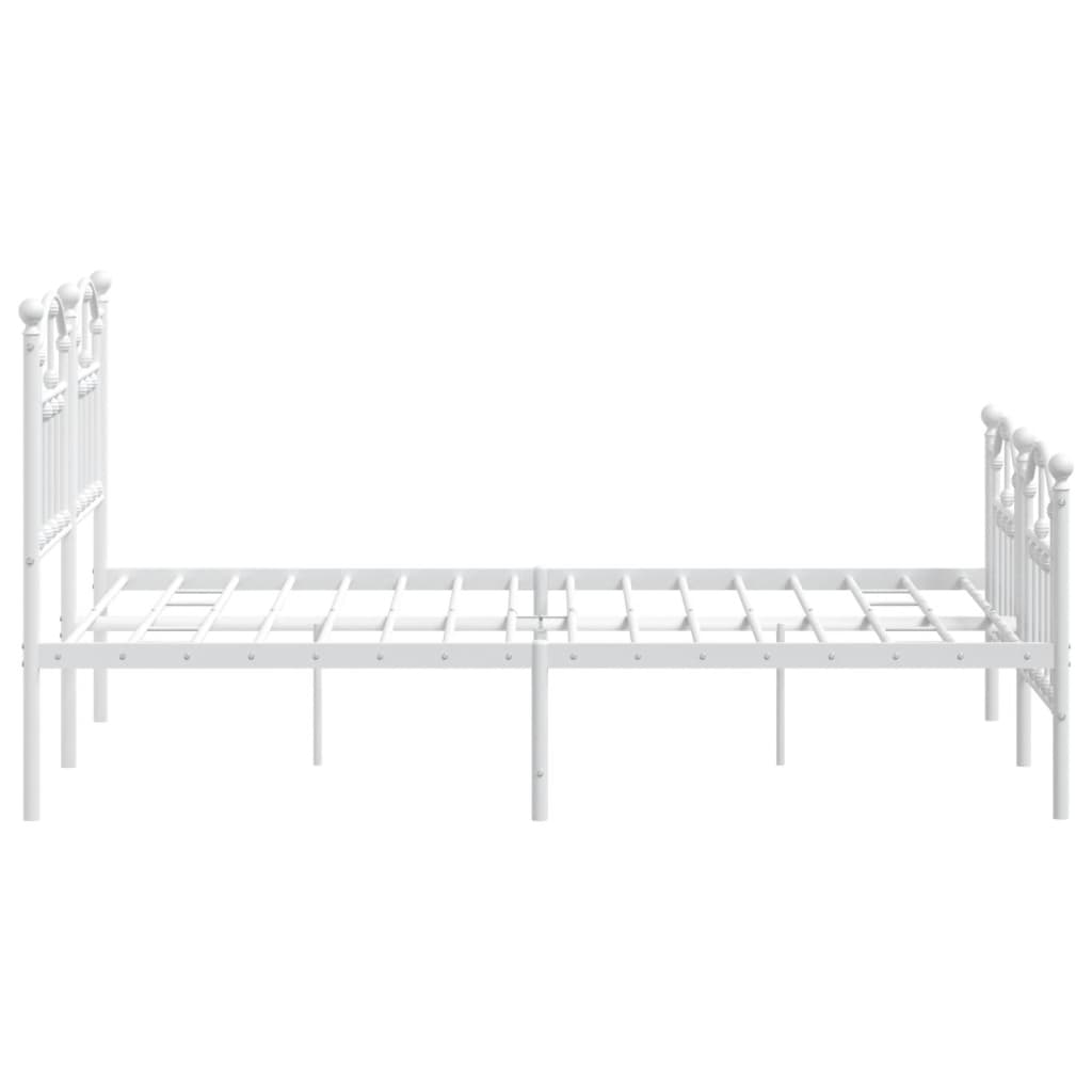 Bed frame with head and footboard metal white 120x200 cm