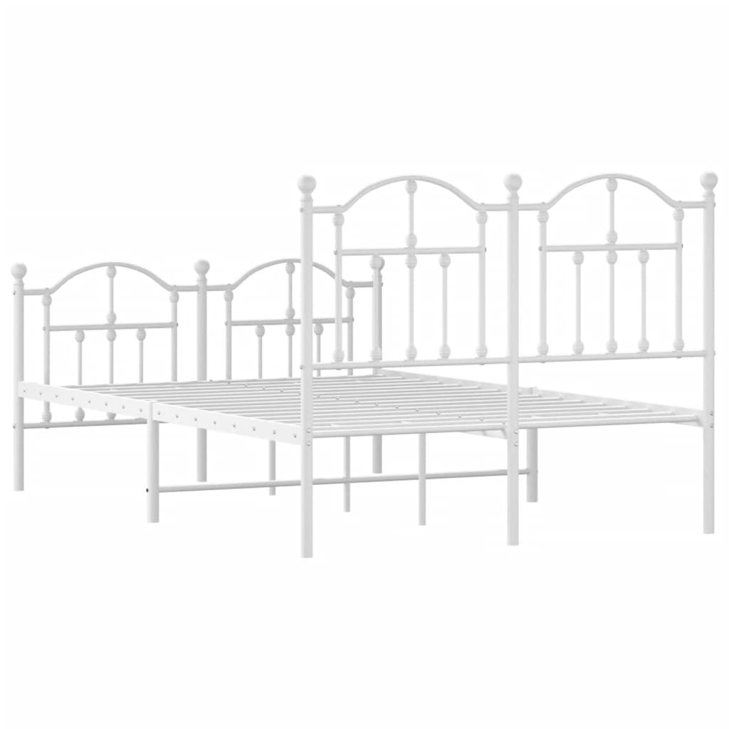 Bed frame with head and footboard metal white 120x200 cm