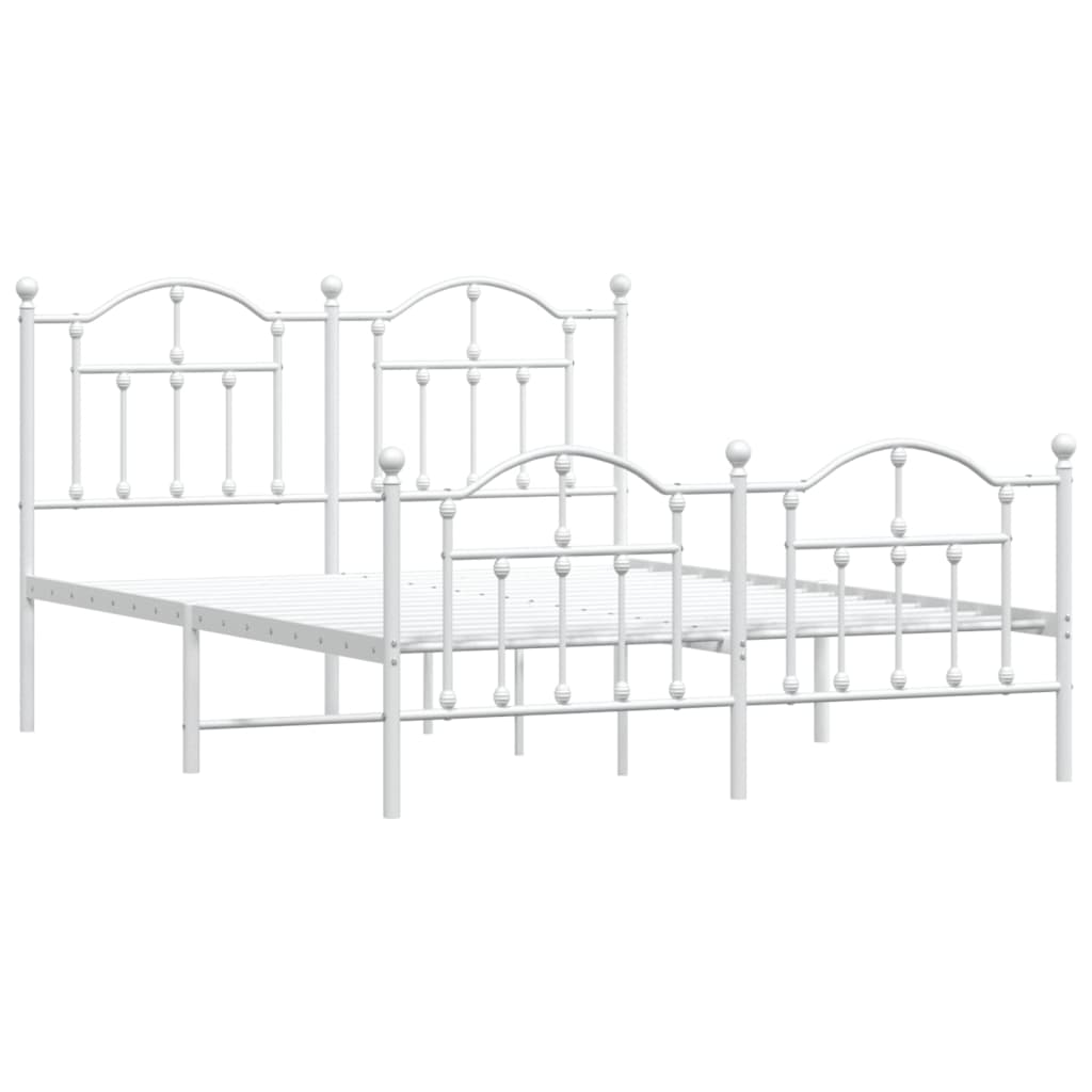 Bed frame with head and footboard metal white 140x190 cm