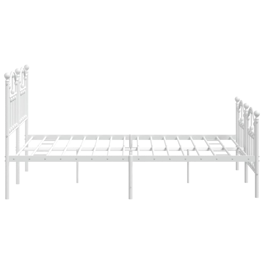 Bed frame with head and footboard metal white 140x190 cm