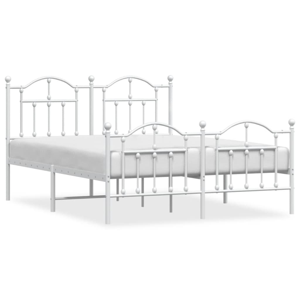 Bed frame with head and footboard metal white 140x200 cm