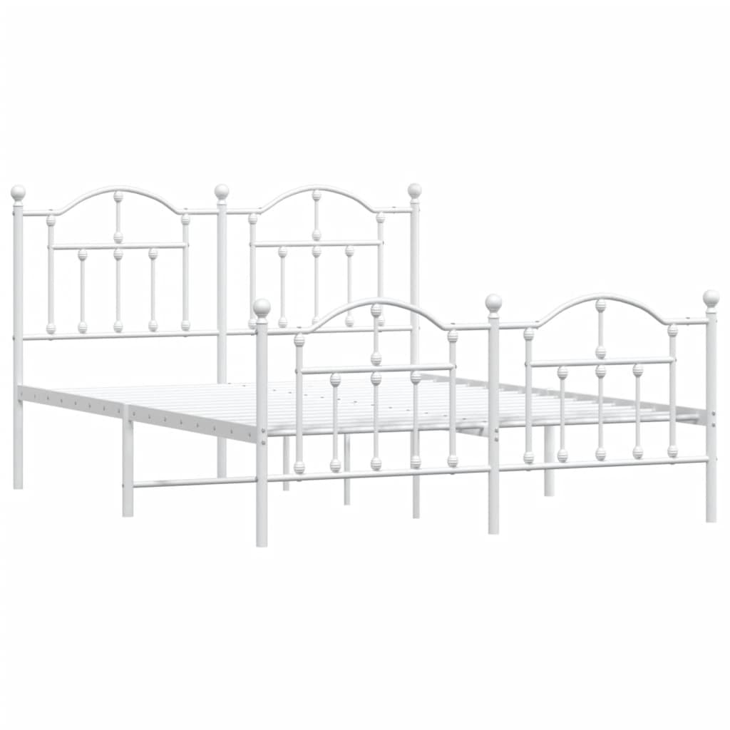 Bed frame with head and footboard metal white 140x200 cm