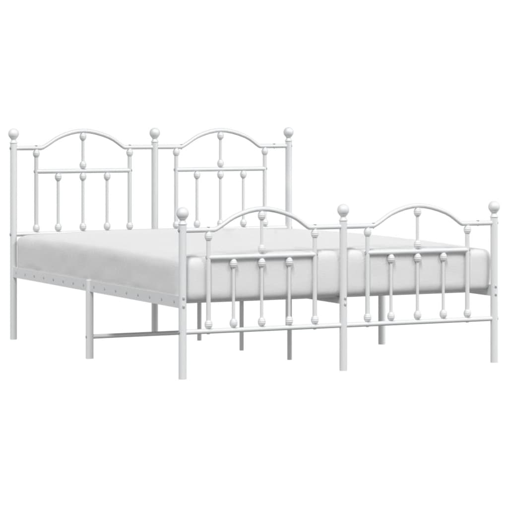 Bed frame with head and footboard metal white 140x200 cm