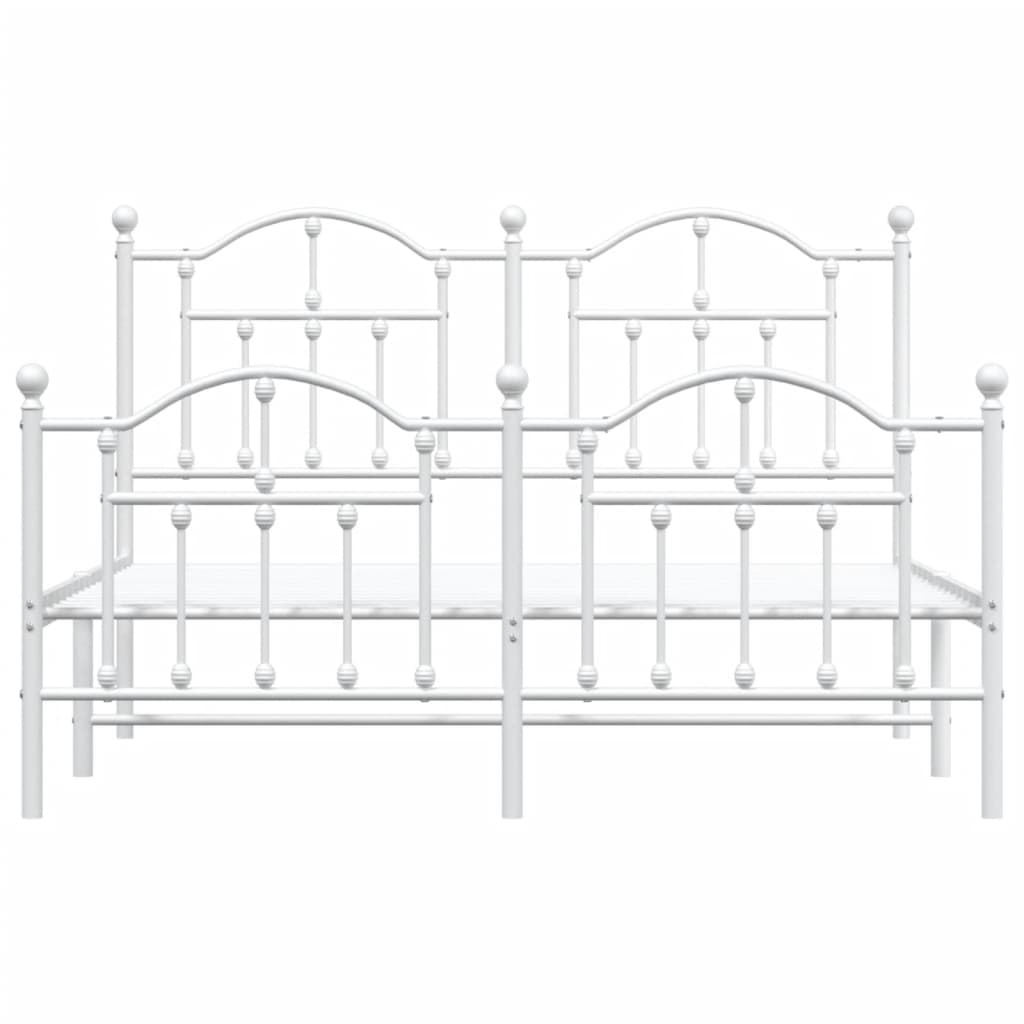 Bed frame with head and footboard metal white 140x200 cm