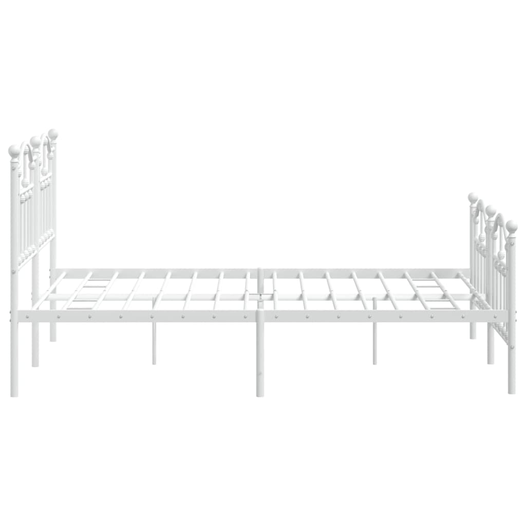 Bed frame with head and footboard metal white 140x200 cm