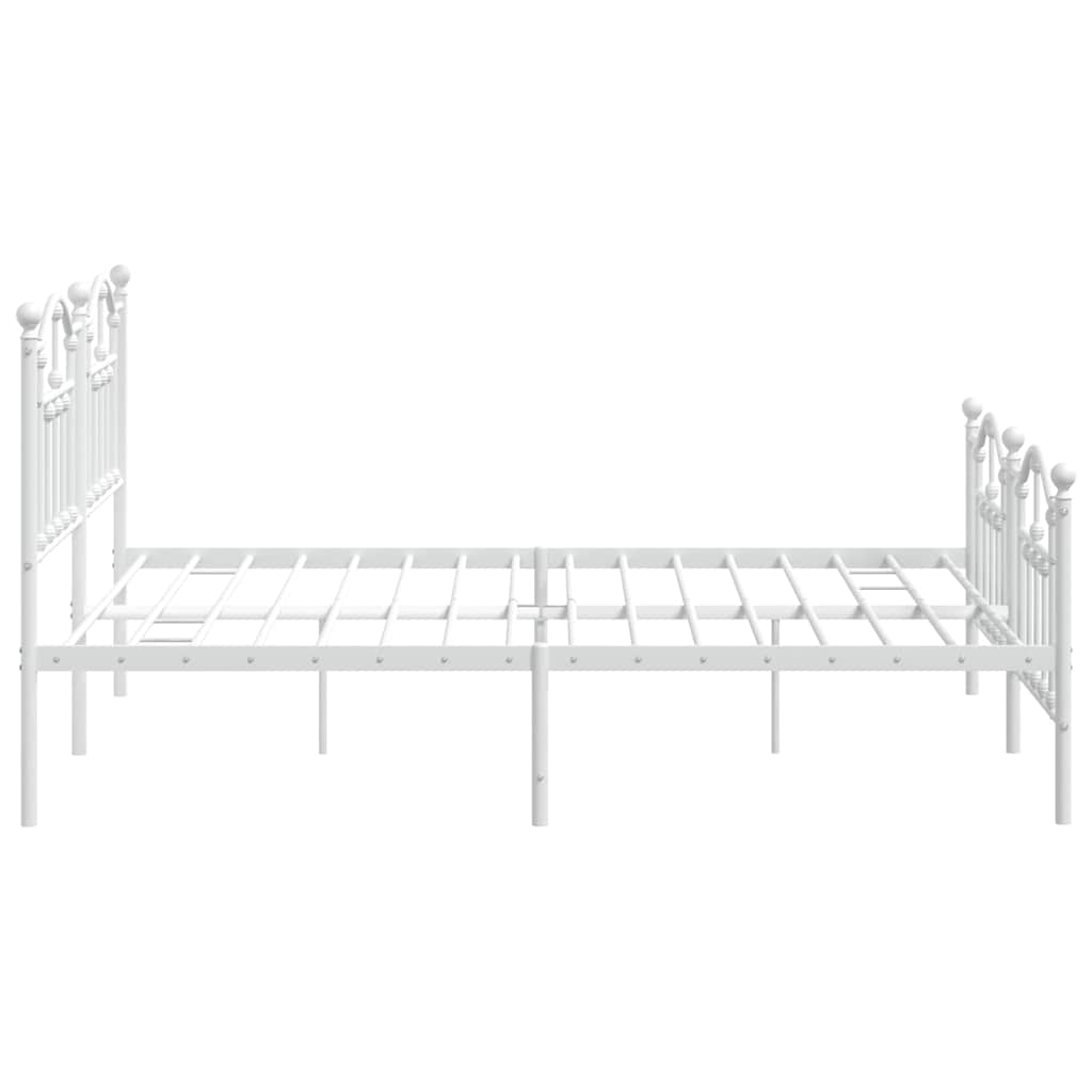 Bed frame with head and footboard metal white 183x213 cm